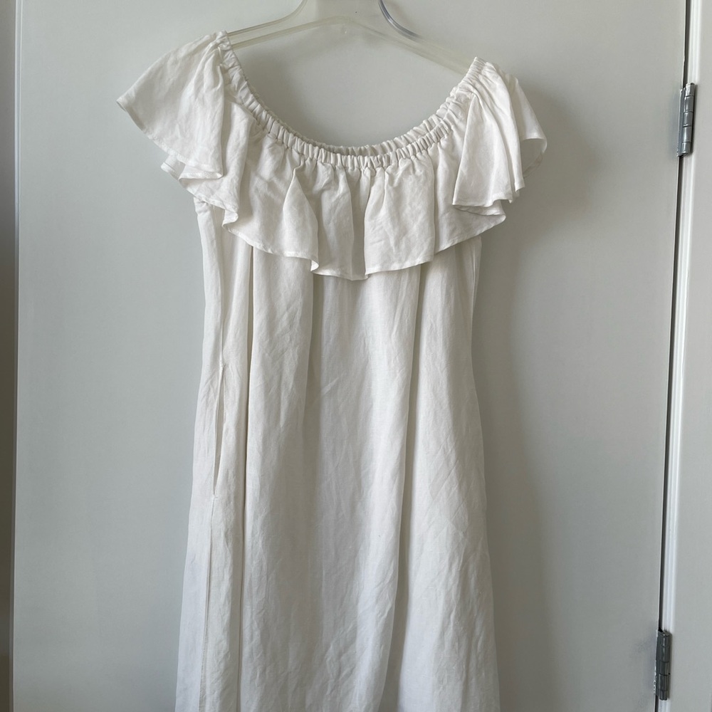 White Tommy Bahama Women’s Off-the-Shoulder Linen Blend Sundress Size M